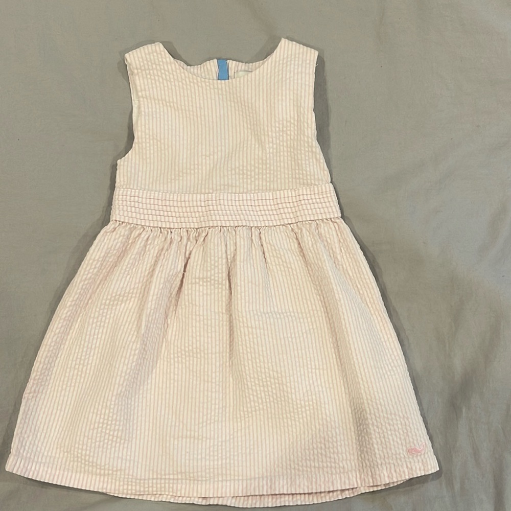 🎉 EUC! 🎉 Vineyard Vines 2T Light Pink Sleeveless Seersucker Dress w/ Bow